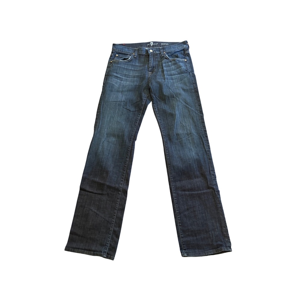 7 For All Mankind Austyn Relaxed Straight Leg Jeans Mens 32 Dark Wash Denim USA